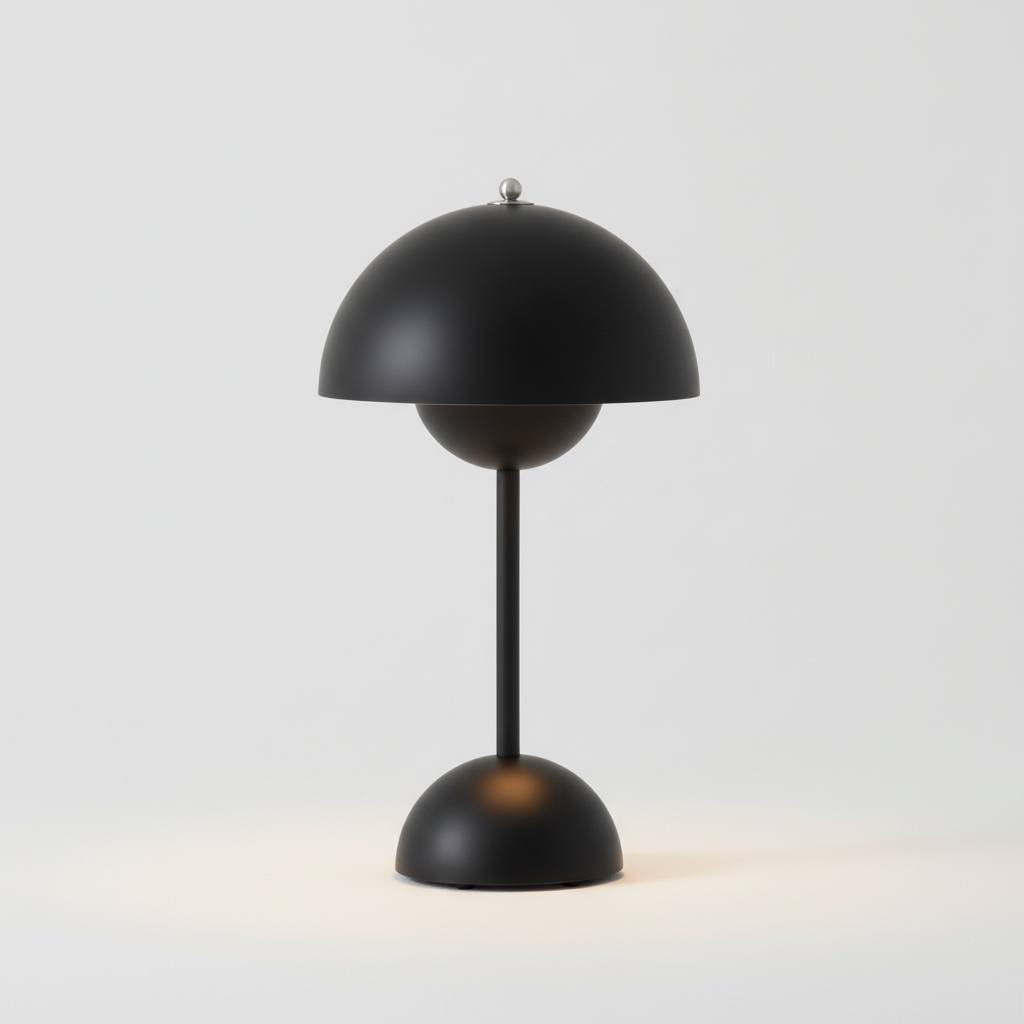 Unisex LED table lamp, RadiantOrb, showcasing its sleek design and providing portable ambient lighting.