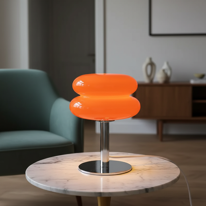 Wireless Dimmable LED Table Lamp in modern retro design, perfect for ambient home decor.