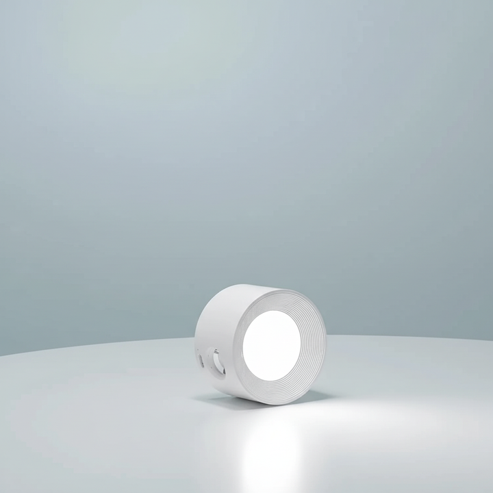 Portable wireless FlexiHalo LED lamp with magnetic base for versatile wall lighting & modern home decor.