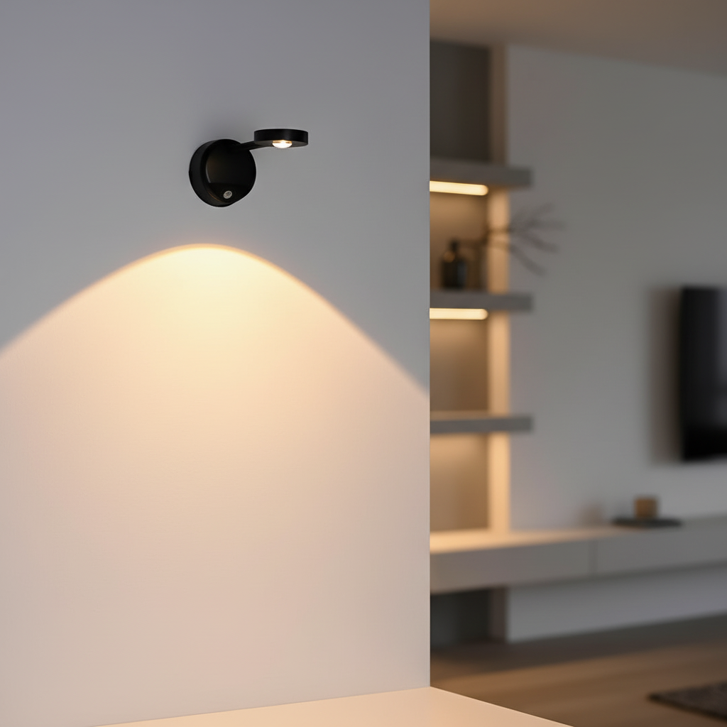 Wireless motion sensor LED spotlight, SphereLite, for smart home lighting.