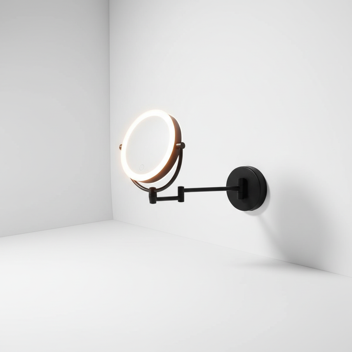 Sleek rechargeable makeup mirror, 3x magnification, perfect for precise application.