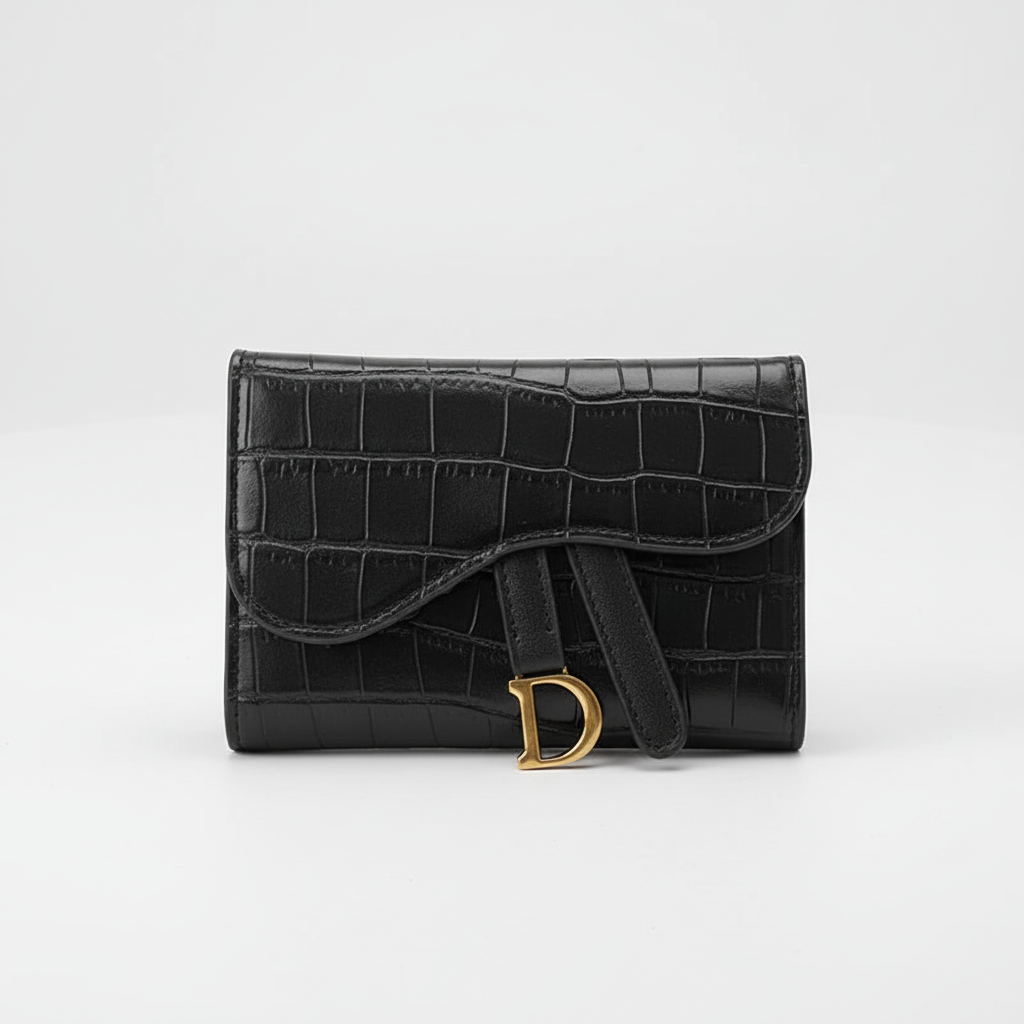 Elegant women's compact crocodile pattern PU leather wallet. Perfect for cards, keys, and everyday style.