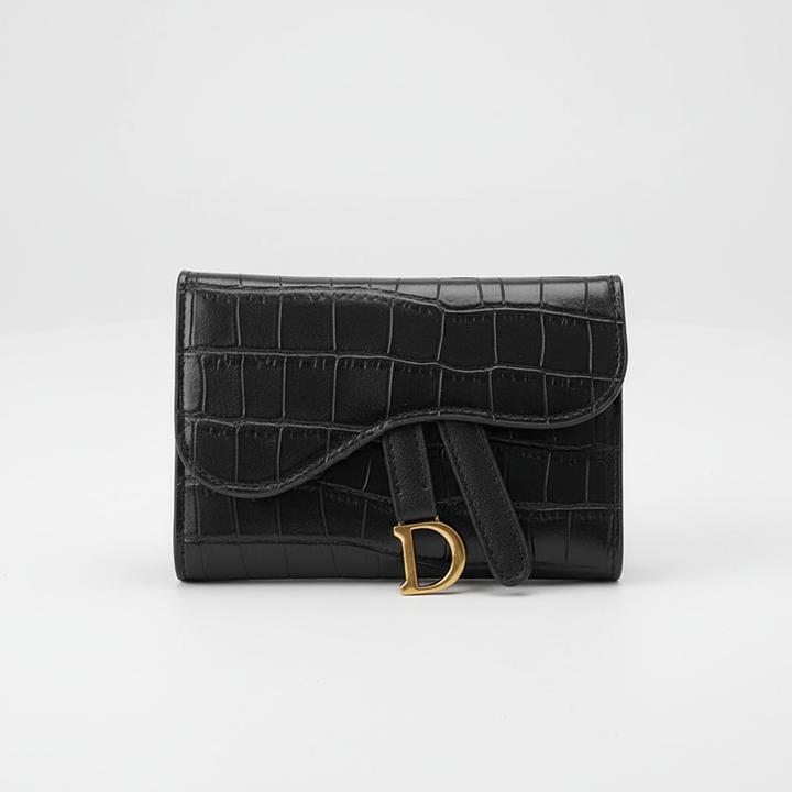 Elegant women's compact crocodile pattern PU leather wallet. Perfect for cards, keys, and everyday style.