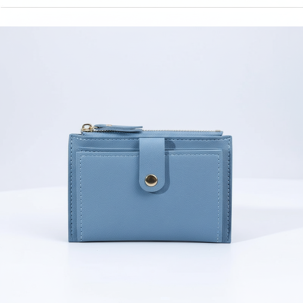 Women's slim checked PU leather wallet. Efficient card holder & pocket accessory with a sleek modular design.