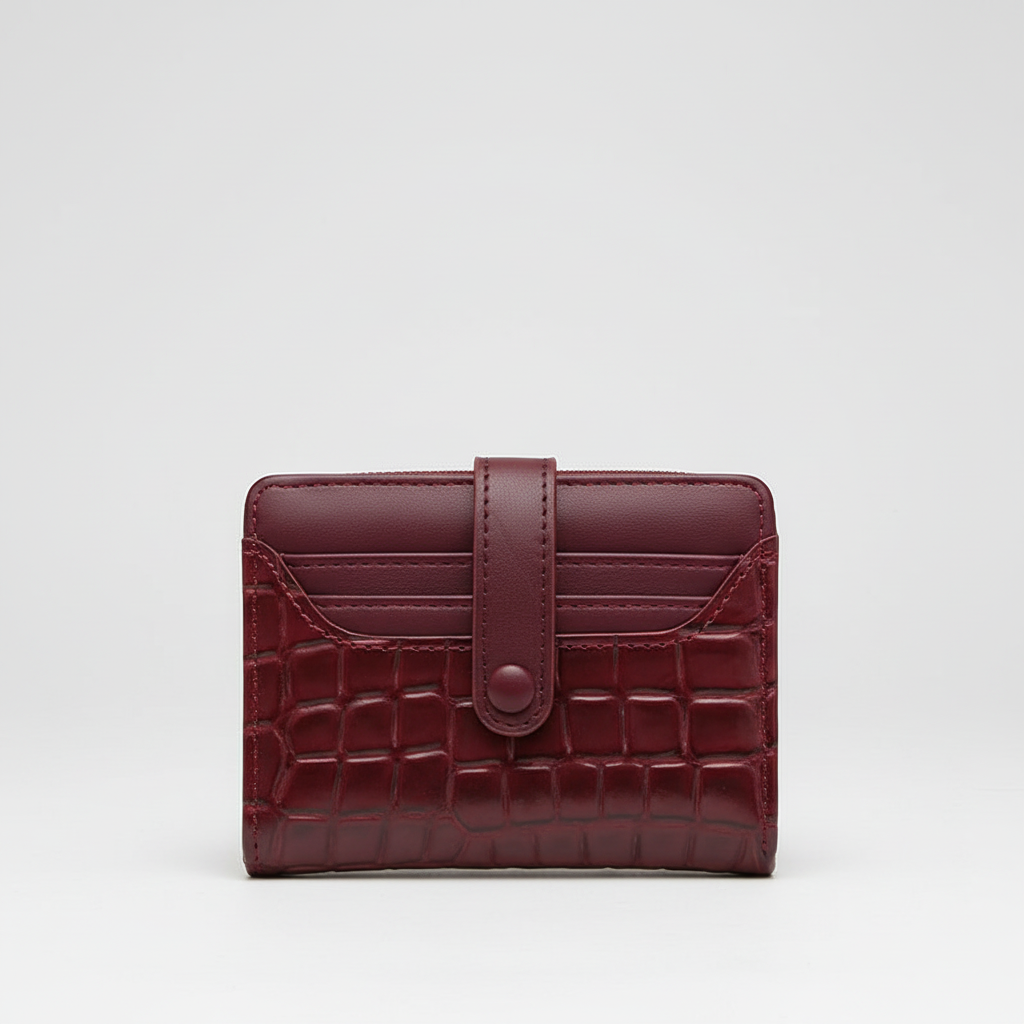 Snap closure luxury women's compact wallet, a trendy fashion purse with ample card storage.