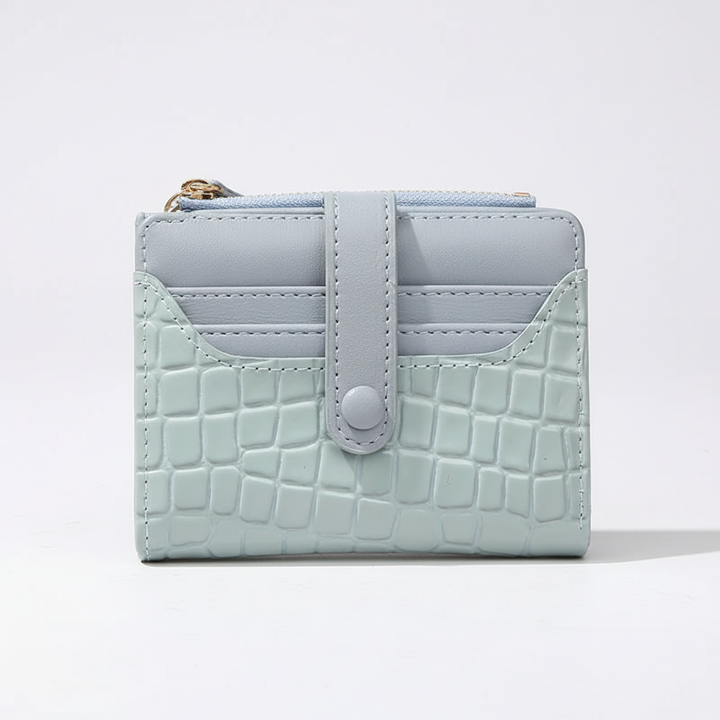 Sequin embellished women's compact wallet, a chic card holder purse with practical snap closure.