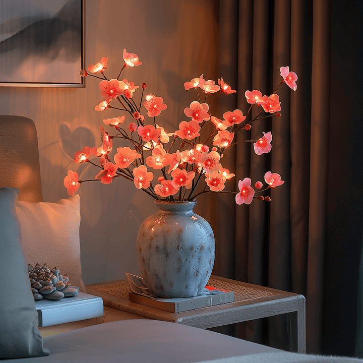 Vibrant LED olive branch for home ambiance, offering a soft warm white glow as decorative indoor lighting.