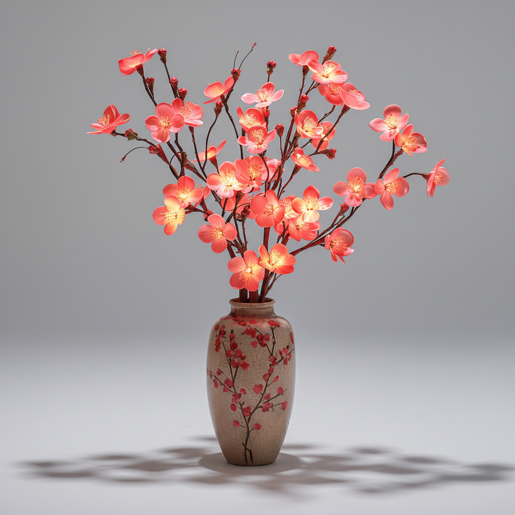 Artificial olive branch with integrated warm white LEDs. Perfect for creating a festive or relaxing home ambiance.