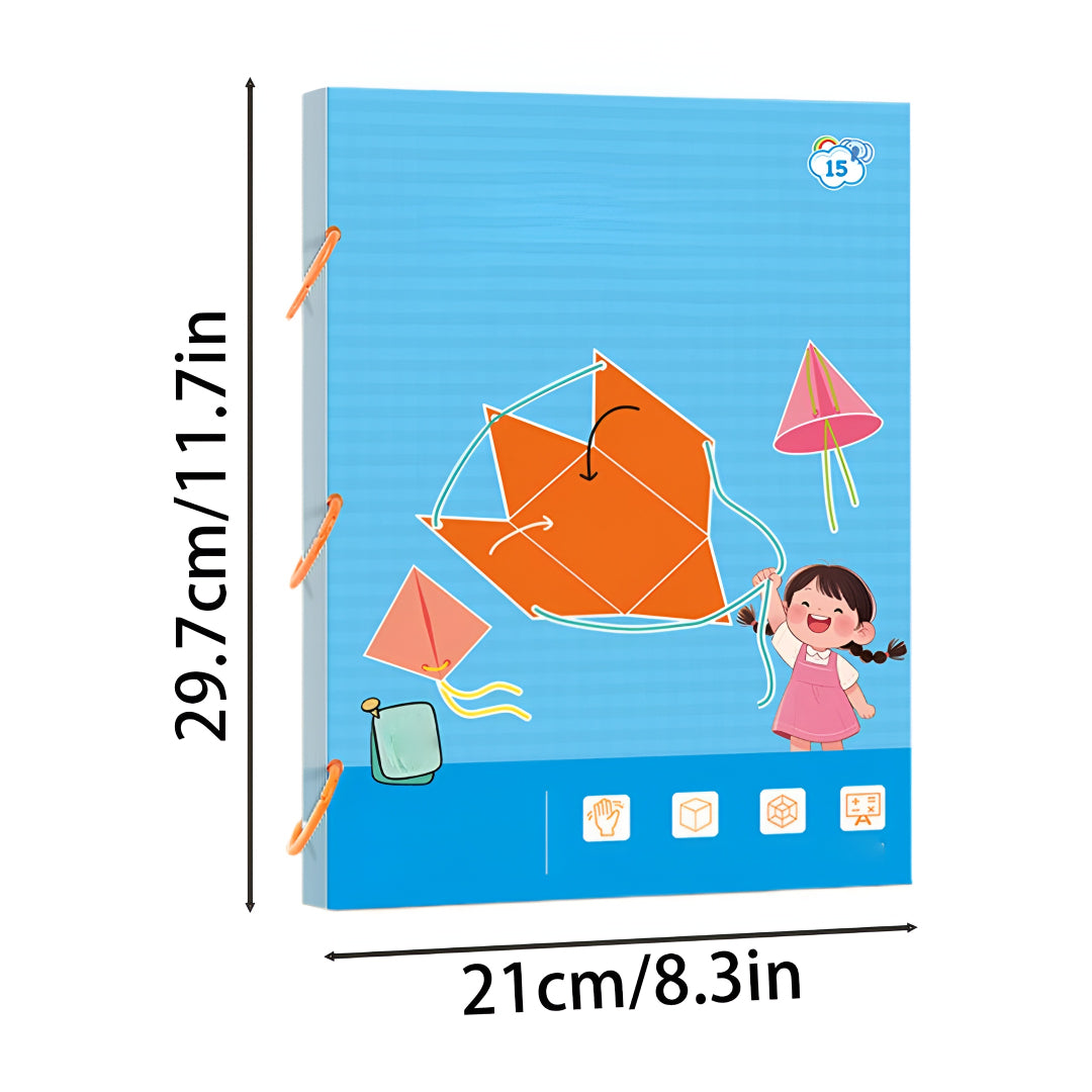 Colorful 3D geometry puzzle kit. STEM educational toy for kids learning shapes, spatial reasoning & school projects.