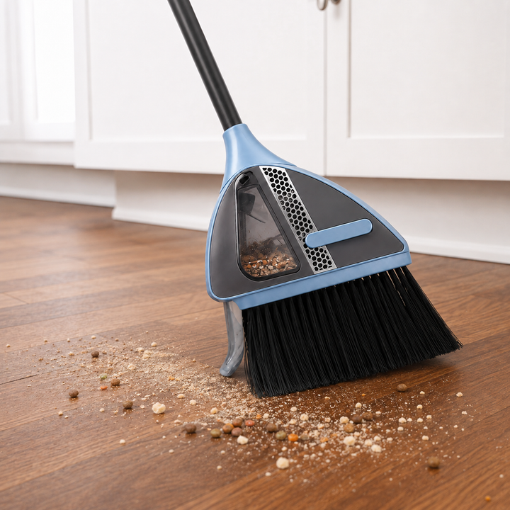 Rechargeable cordless vacuum broom for convenient household floor care and quick cleanups.