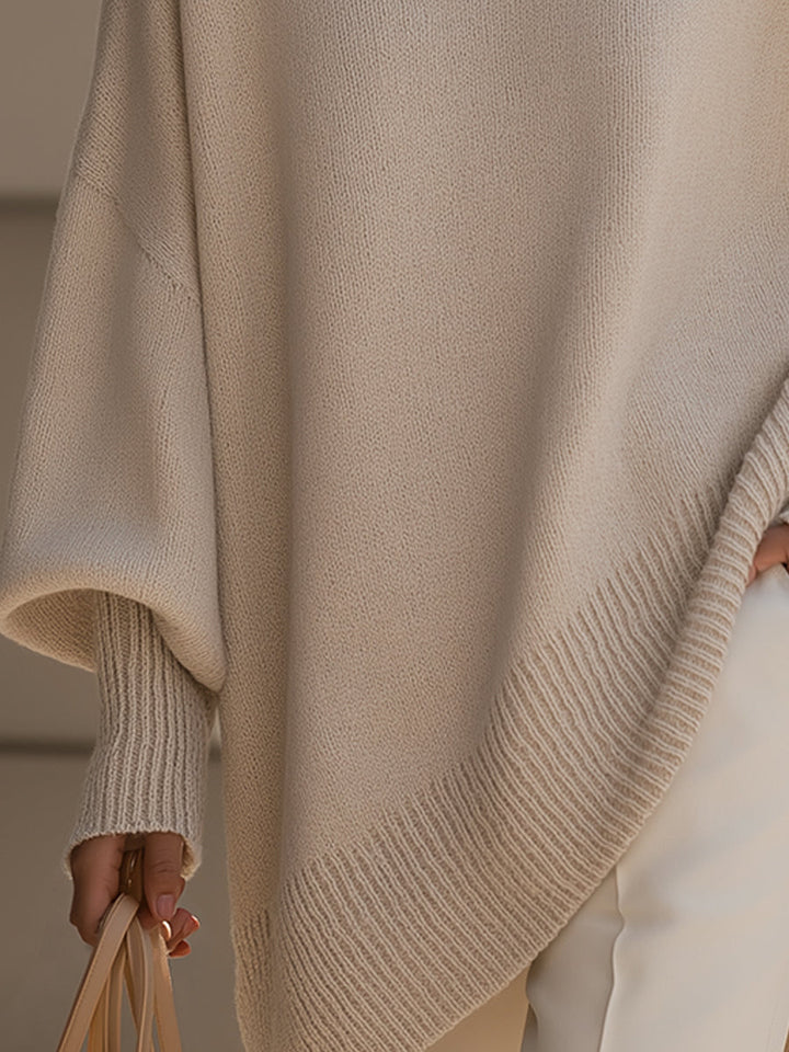 Women's oversized relaxed fit drape sweater. Versatile, comfortable, stylish fall fashion top.