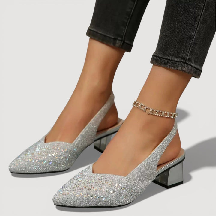 Comfortable & chic women's glitter slingback heels, ideal for parties, evening, and formal occasions.