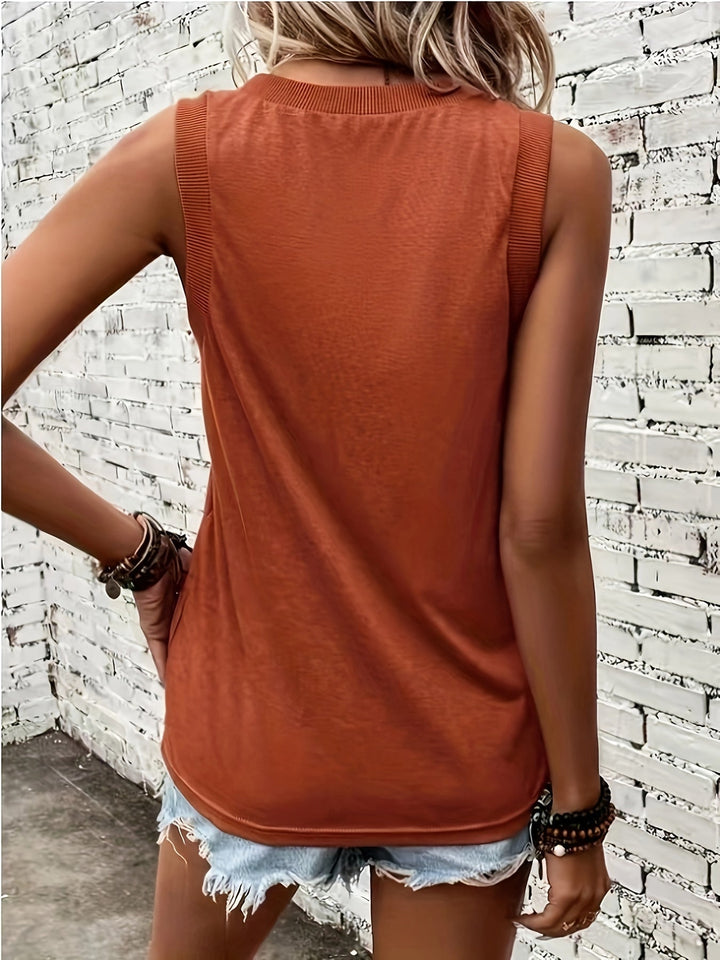 Effortless women's summer tank top, a versatile sleeveless top for warm weather.