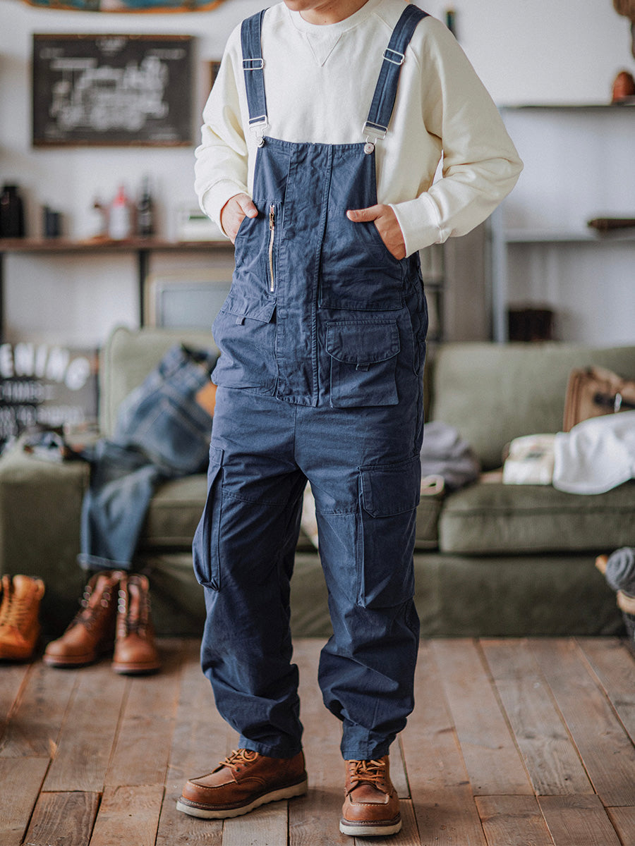 Comfortable men's overalls; a versatile, durable polyester-cotton blend for daily wear.