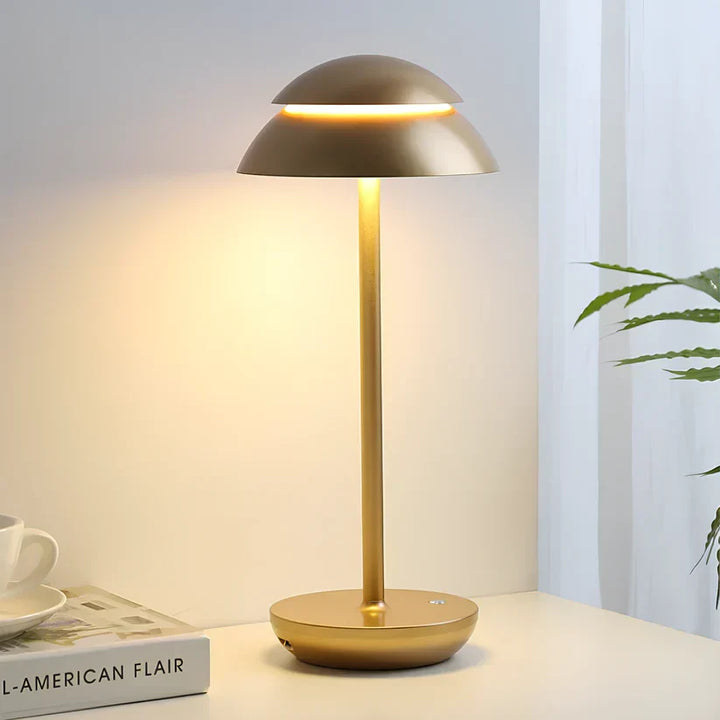 Versatile cordless LED table lamp, dimmable and rechargeable, showcasing its Nordic minimalist design and portability.
