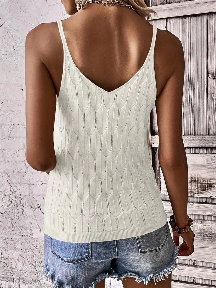 Soft V-neck sleeveless tank top for women, perfect for warm weather and comfort.