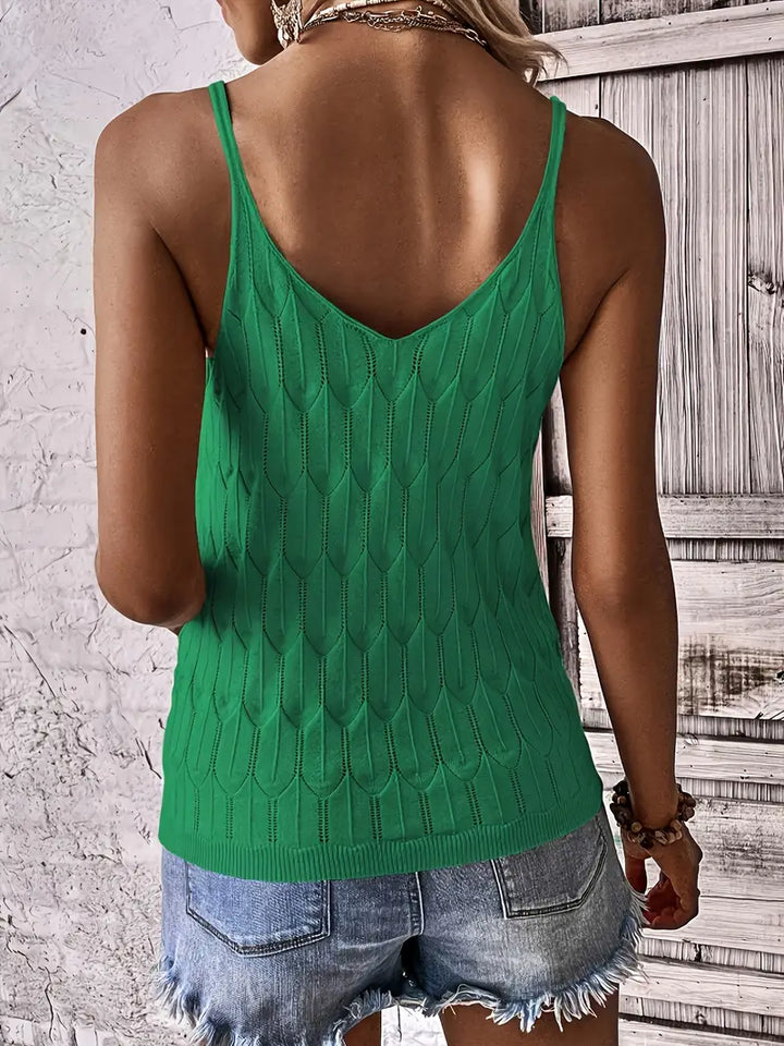 Women's basic V-neck sleeveless top, foundational for any casual summer outfit.
