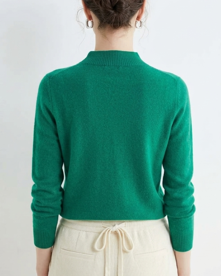 Versatile women's mock neck sweater, long sleeve pullover for effortless casual to office looks.