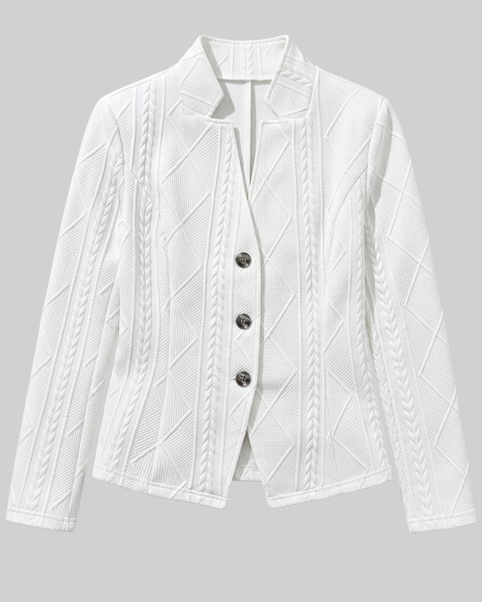 Sleek women's tailored jacket, perfect for business casual and professional wear.