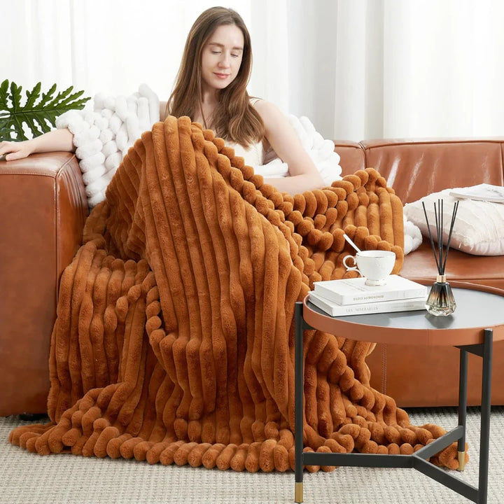 Ultra soft fluffy fleece blanket for cozy comfort, a plush throw perfect for bedroom essentials.