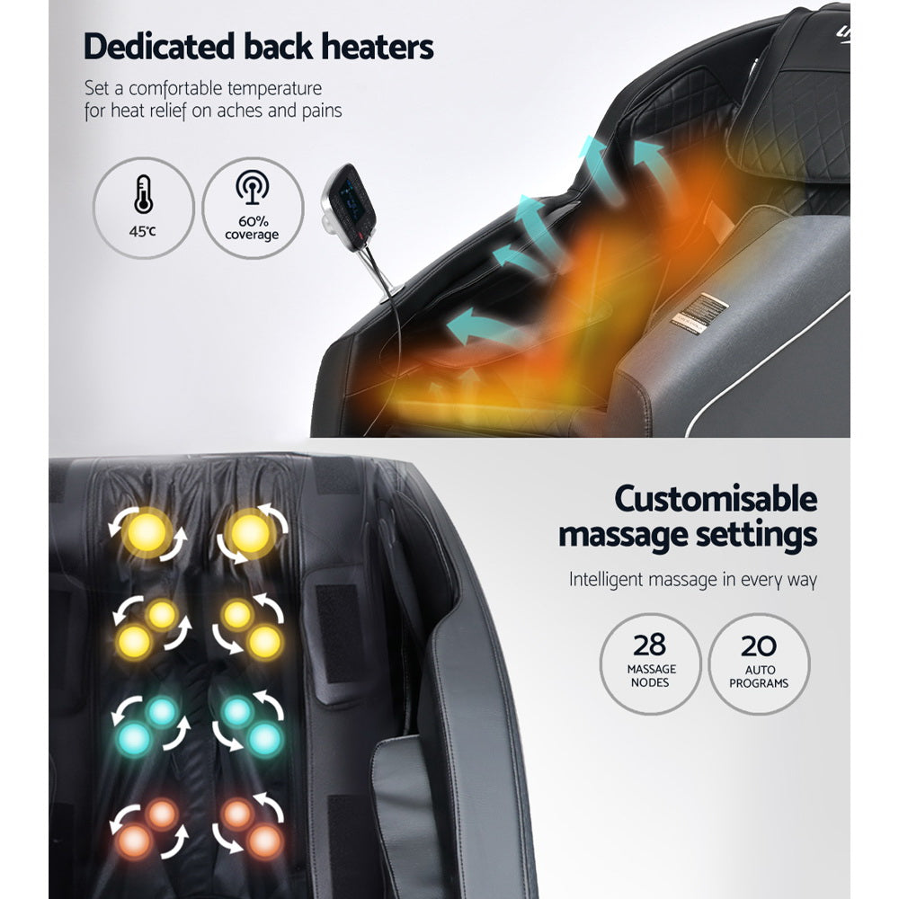Person relaxing in a Home Shiatsu Massager Chair, enjoying a heated zero gravity full body massage for stress relief.