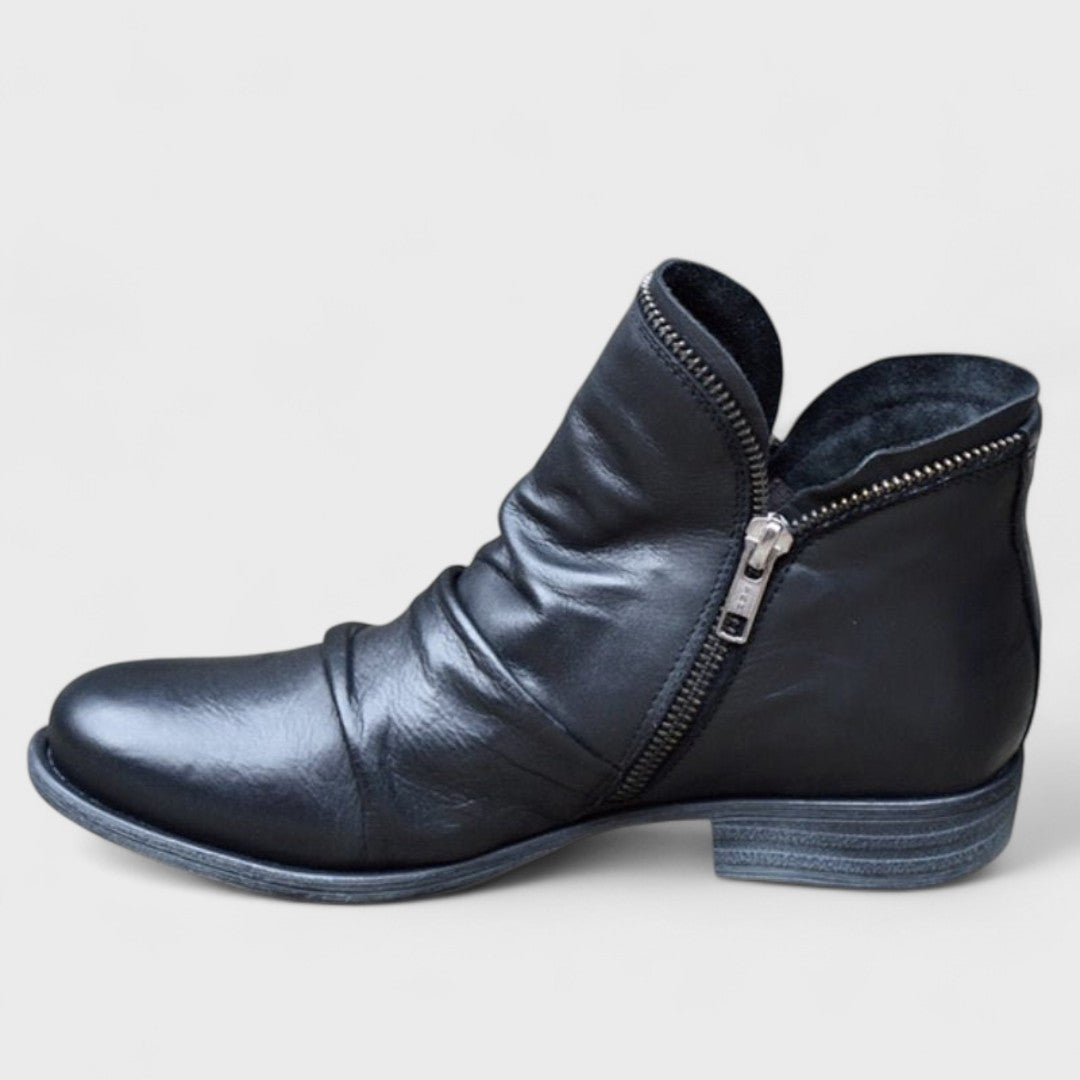 Stylish women's block heel ankle boots, versatile for daily fashion, offering cushioned orthopedic comfort.