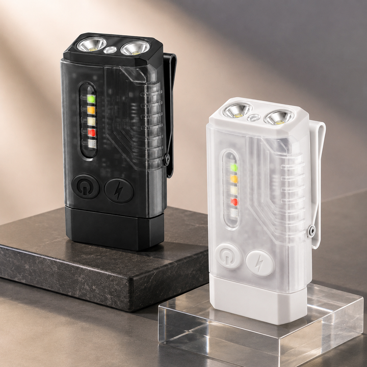 Compact magnetic flashlight with USB-C, rechargeable for EDC. Portable light with pocket clip, great for everyday carry.