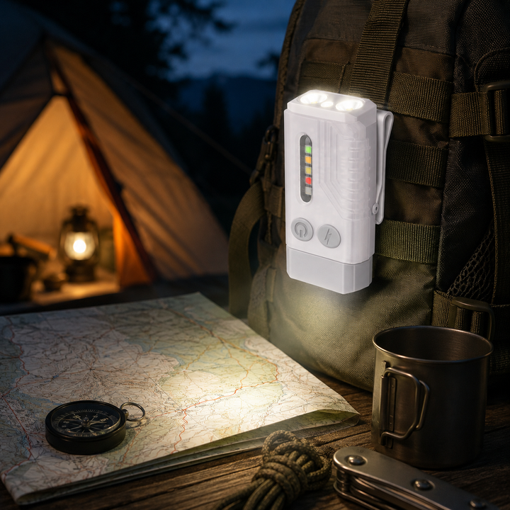 Durable portable magnetic flashlight with USB-C. Rechargeable EDC light, perfect outdoor gear & emergency kit essential.