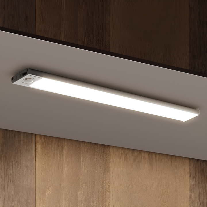 Bright LED motion light for enhanced visibility and safety in dark home areas.