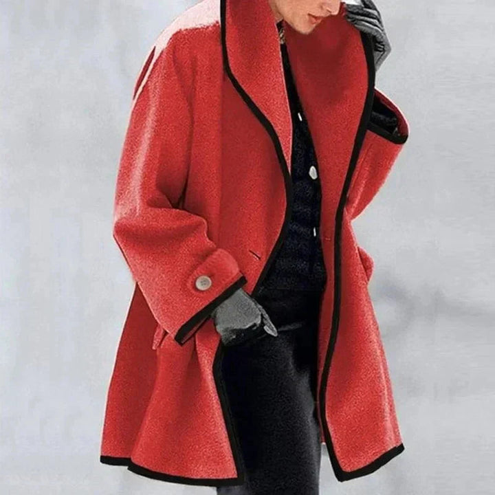 Sophisticated Plus Size Women's Jacket. Double-breasted style, perfect for elegant winter wear.