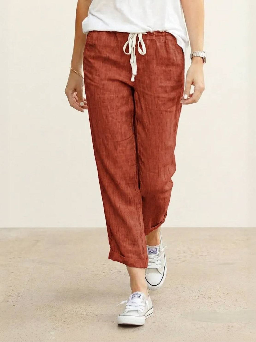 Back view of women's relaxed fit wide leg lounge pants, highlighting the comfortable, flowy fit.