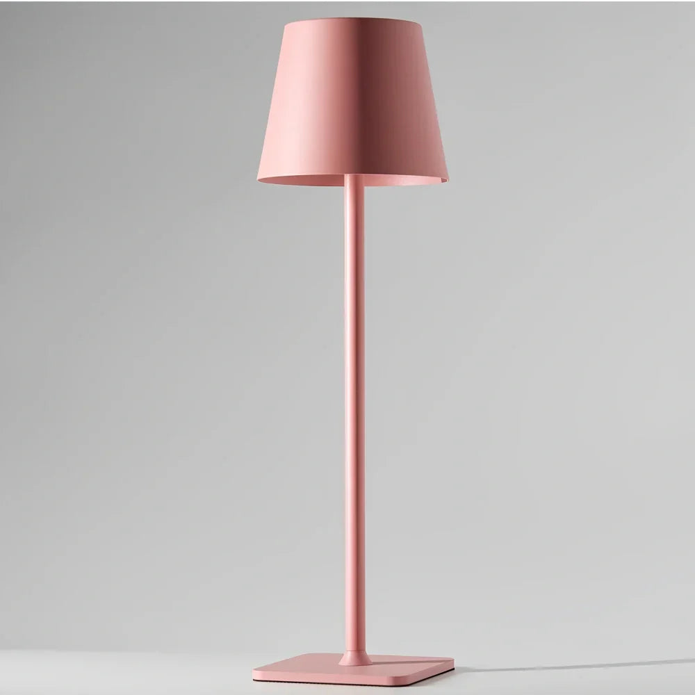 Contemporary LED table lamp, dimmable & rechargeable. Perfect for indoor or outdoor decor.
