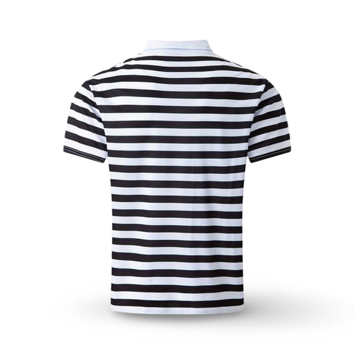 Classic men's striped polo shirt with short sleeves, a must-have for men's summer style.