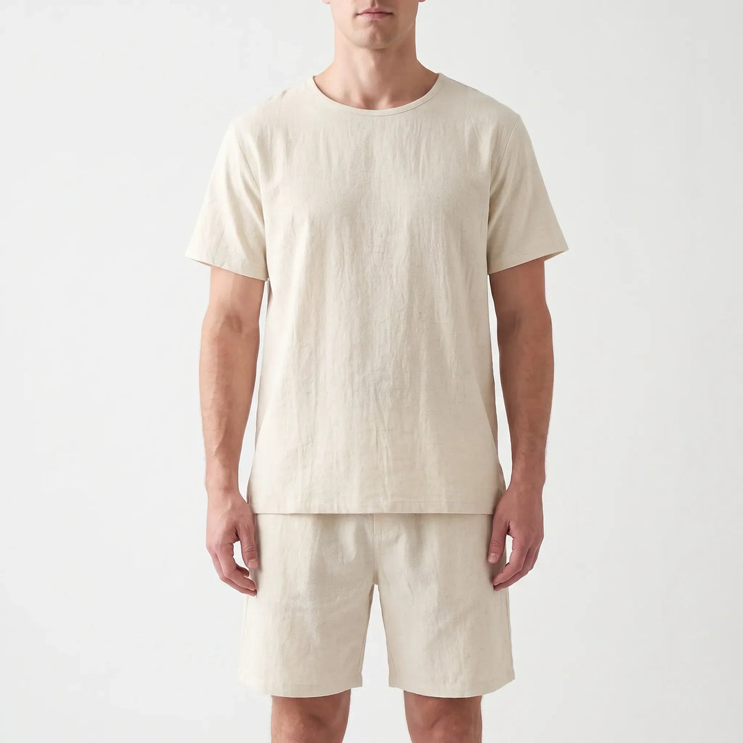 Soft, comfortable men's short sleeve pajama set. Relaxed fit design for ultimate summer loungewear.