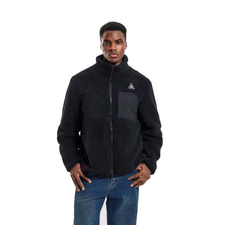 Comfortable men's heated winter coat, full zip, stand collar. USB powered for outdoor cold weather protection.