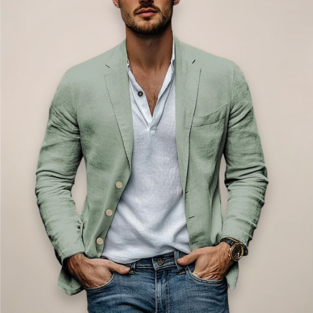 Breathable men's lightweight slim fit blazer for summer fashion. A versatile smart casual blazer jacket.