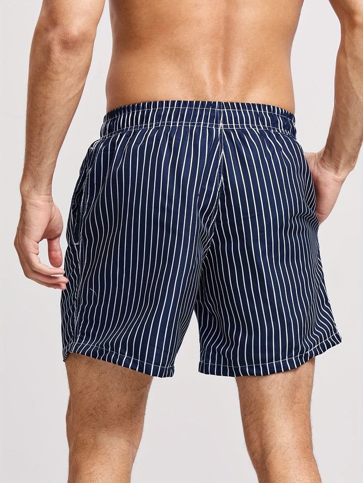 Versatile men's striped shorts, perfect as swimwear or casual beachwear. Quick-dry for summer comfort.