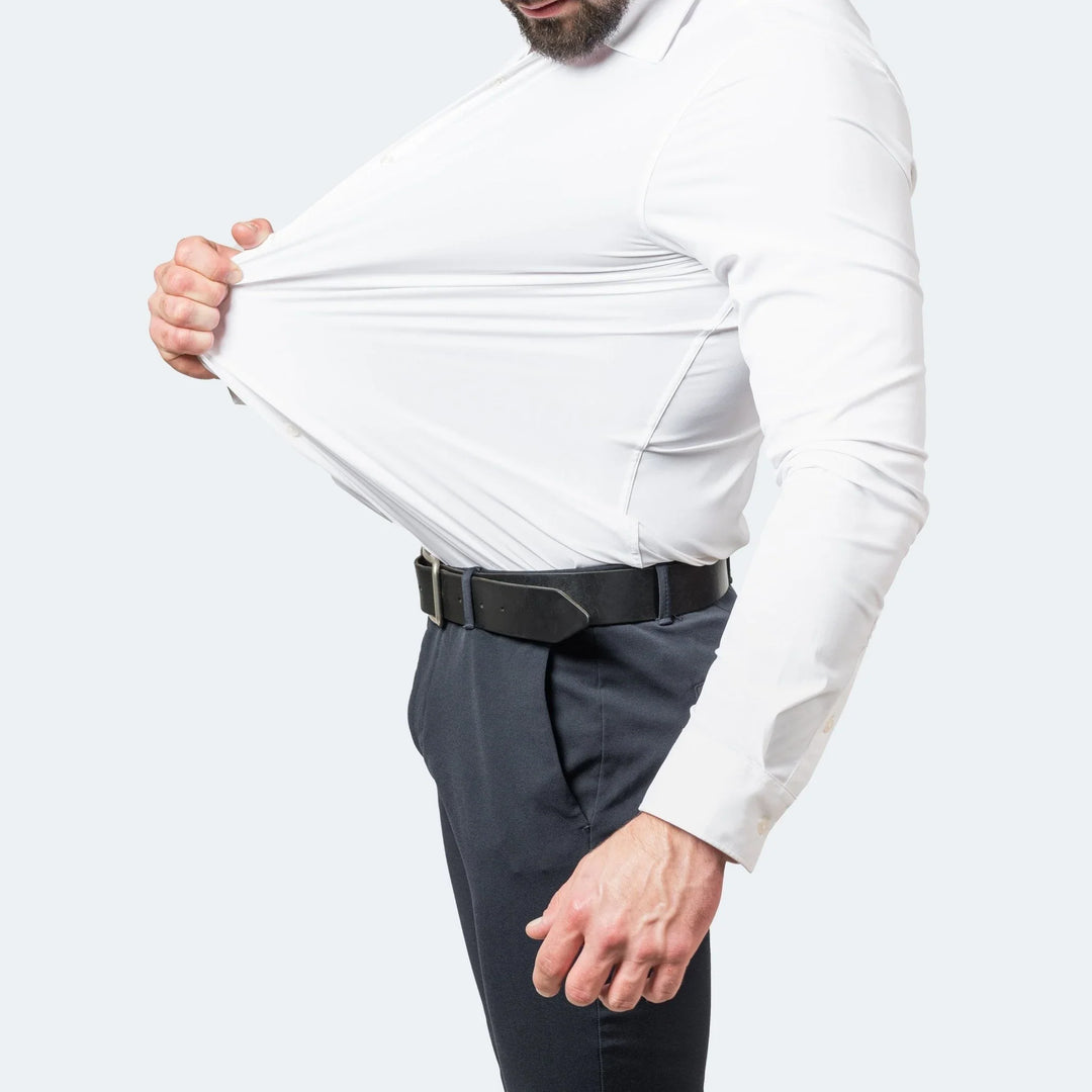 Elegant Men's Slim Fit Long Sleeve Dress Shirt, perfect for office & formal events.