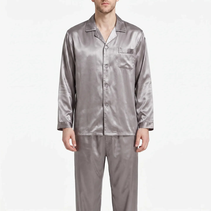Men's long sleeve pyjama set, a comfortable and relaxed fit sleepwear option for restful nights.