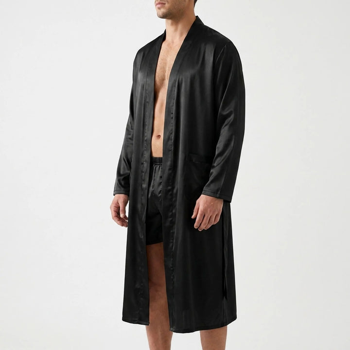 Men's soft black pyjama and loungewear set, designed for comfort and ultimate relaxation at home.