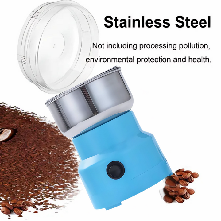 Powerful mini electric food grinder, perfect for grinding fresh spices, coffee beans, and nuts for cooking.