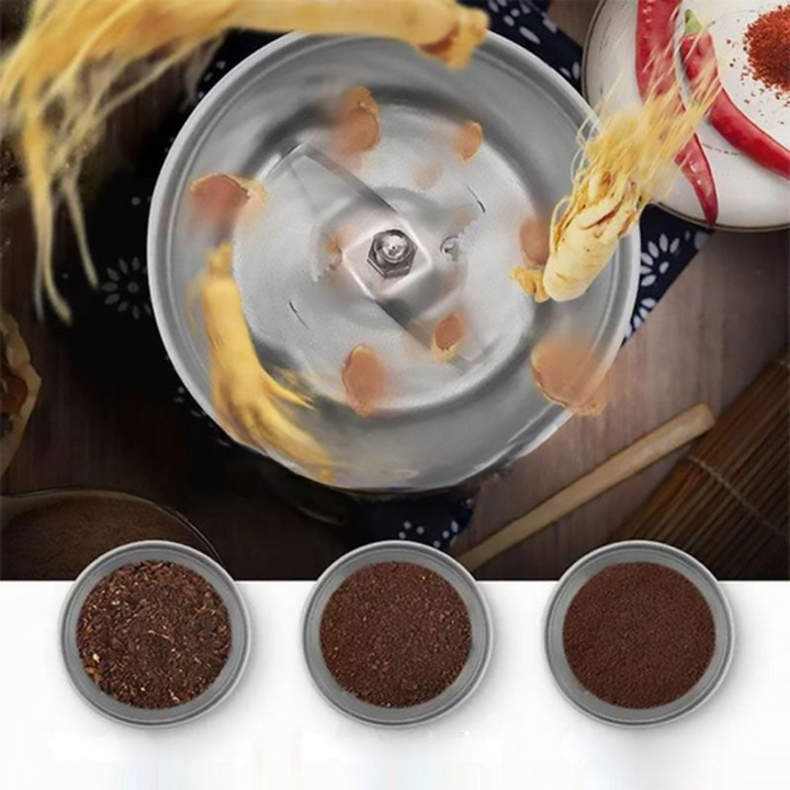 Compact electric grinder for coffee, spices, & nuts; a convenient kitchen tool for home cooking and fresh flavors.