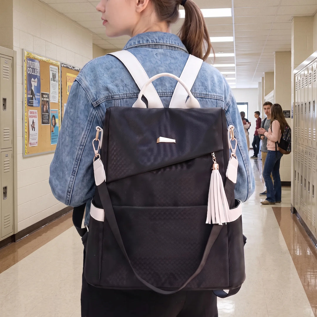 Women's minimalist convertible day rucksack backpack in premium leather, perfect for versatile everyday use.
