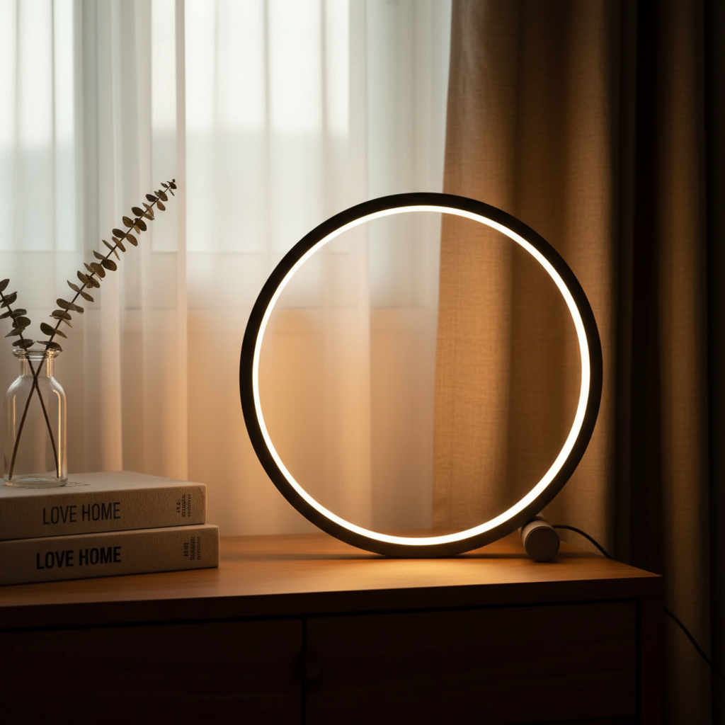 Minimalist Orblyn LED table lamp with dimmable light, perfect for modern home decor.