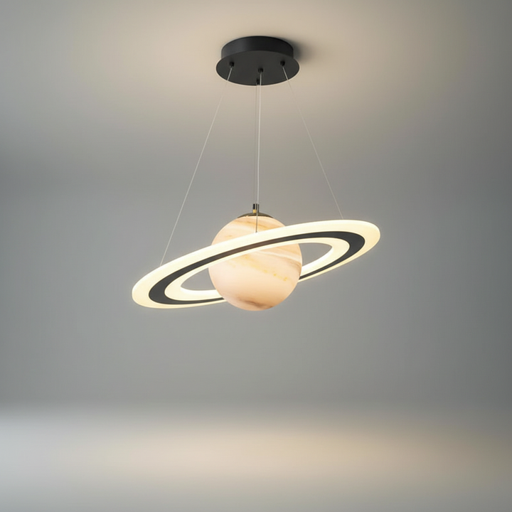 Modern Planet Pendant Light for kids, LunaOrbit, providing gentle children's lighting and space theme.