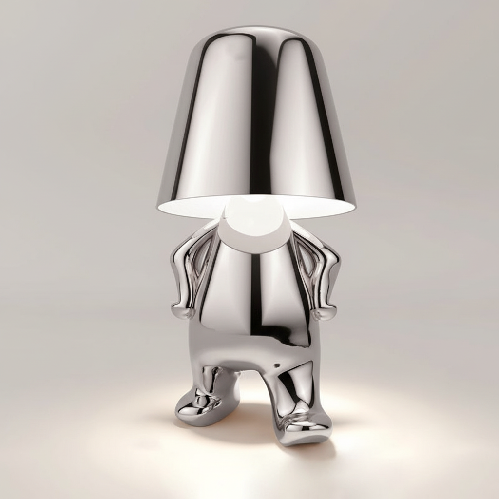 Decorative modern cordless table lamp, dimmable light, elegant metal finish, enhances any room.