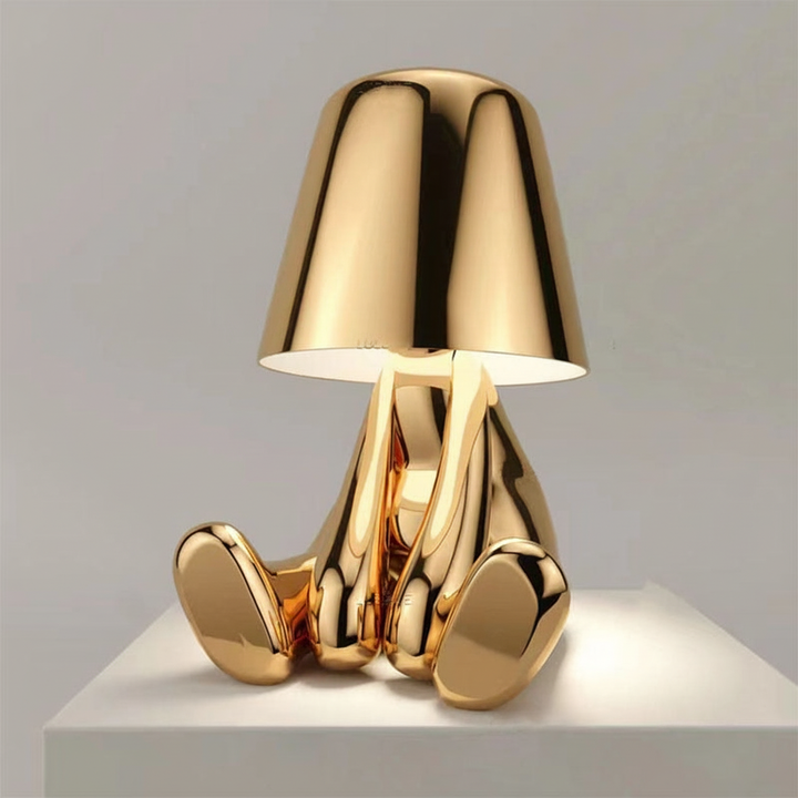 Gold modern cordless table lamp, dimmable. Perfect bedside or office ambient light.