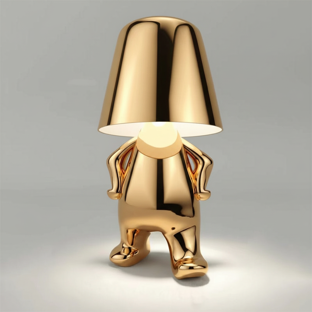 Silver modern cordless table lamp, dimmable. Stylish decorative light for home or office.