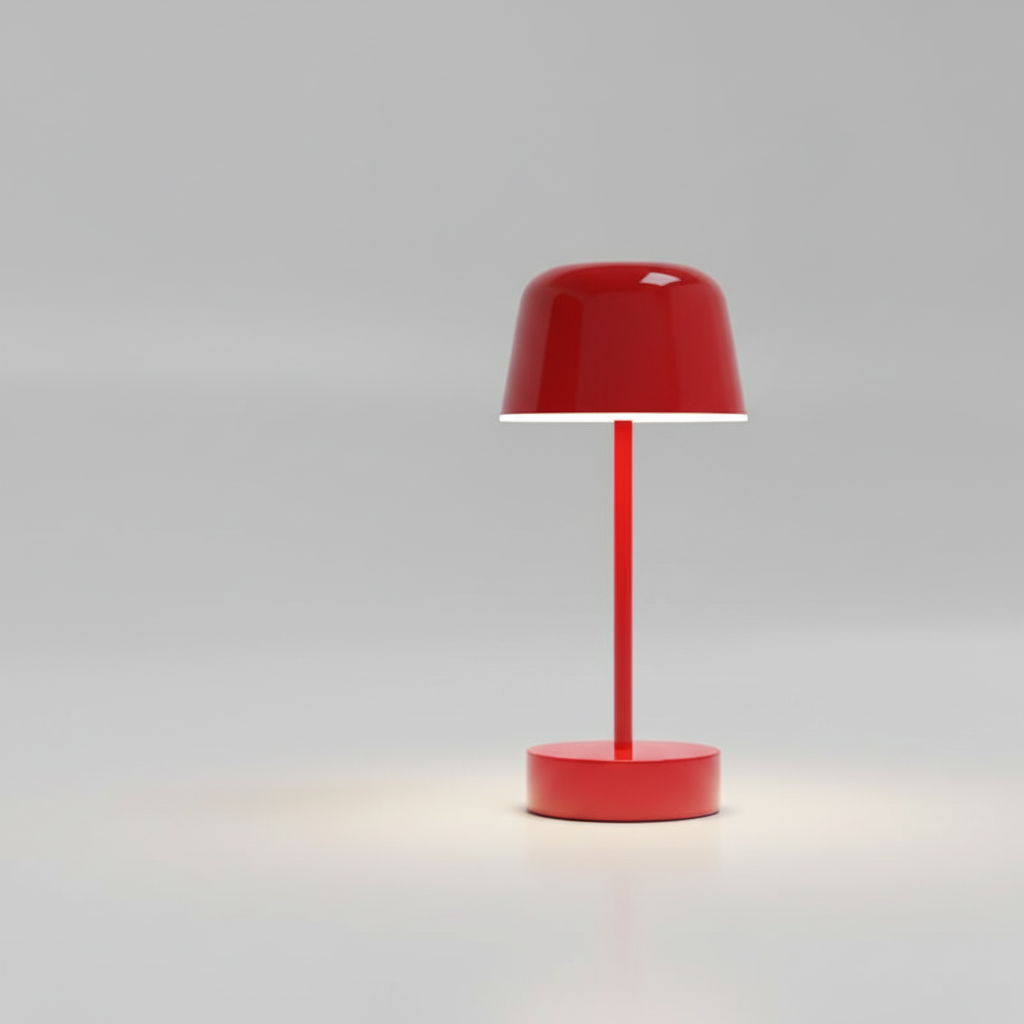 Portable LED table lamp with dimmable ambient light. Rechargeable, modern design for any room.