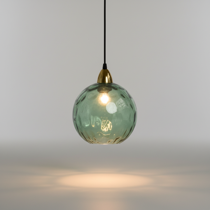 Ambient GleamBall orb pendant light, a modern ceiling fixture creating soft, inviting home lighting.